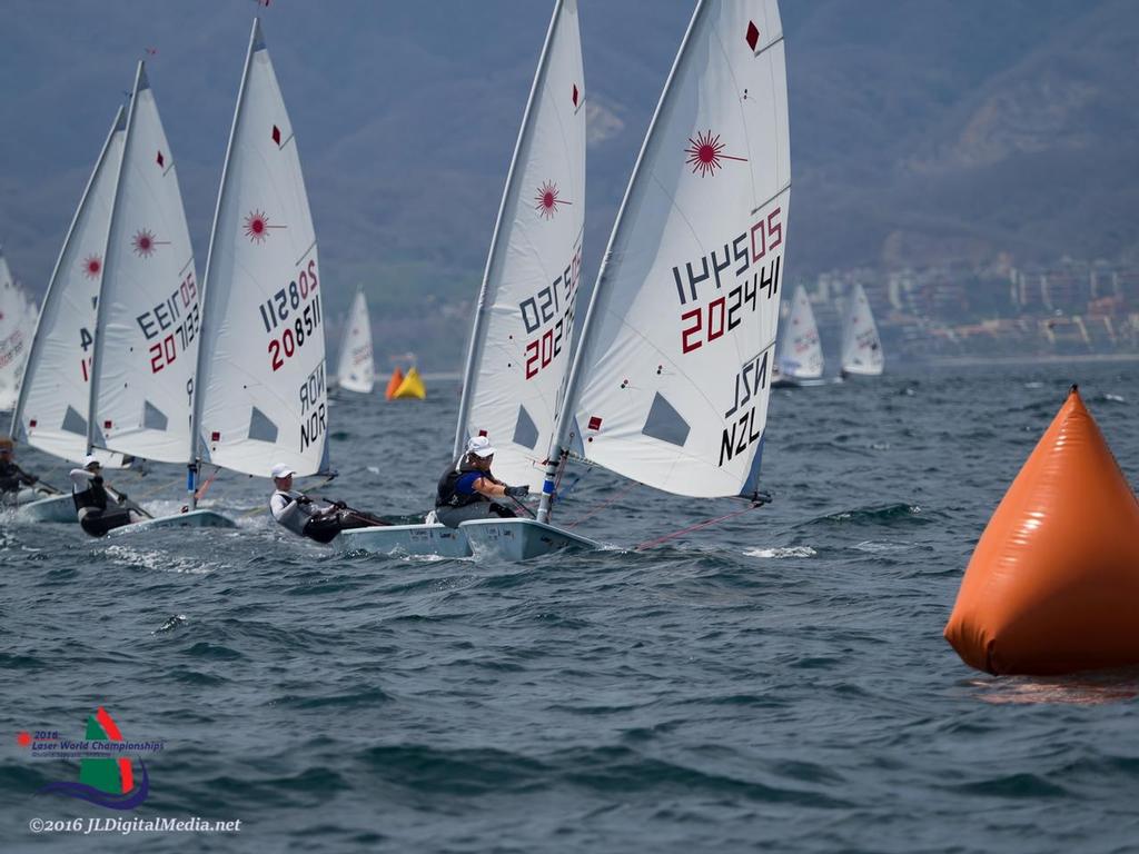 Sara Winther (NZL) leads the bunch - Day 4, 2016 Laser Radial World Championships, Mexico © JLDigitalMedia http://jldigitalmedia.zenfolio.com/